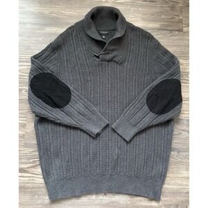 Rochester Grandpa Sweater Men's 3XL Cable Knit 100% Cotton Gray Toggle Collar